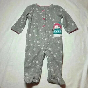 Carter’s - fleece footed  snowman winter sleeper. Size 3 months